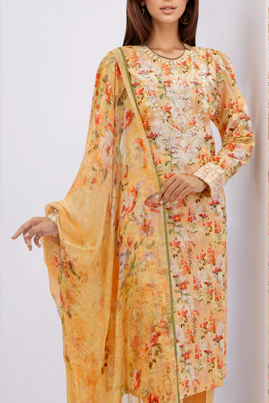 Printed Embroidered Lawn Stitched 3 Piece - Image 4