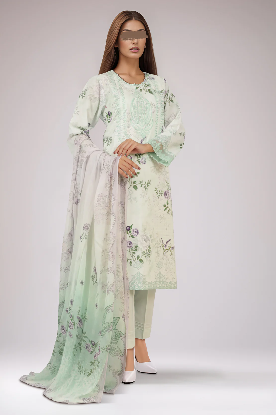 Printed Embroidered Lawn Stitched 3 Piece - Image 4