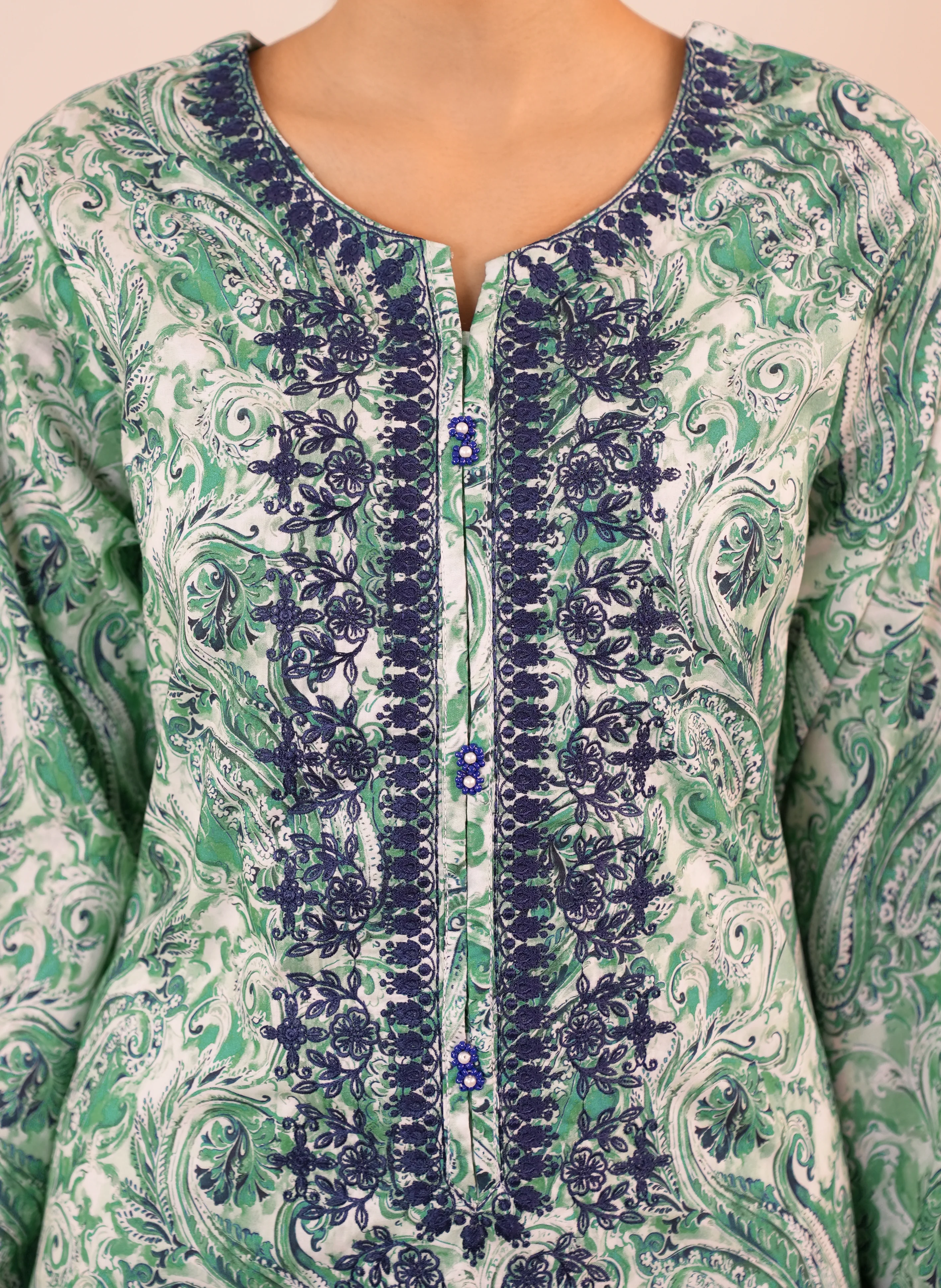 Printed Embroidered Lawn Stitched Shirt - Image 7