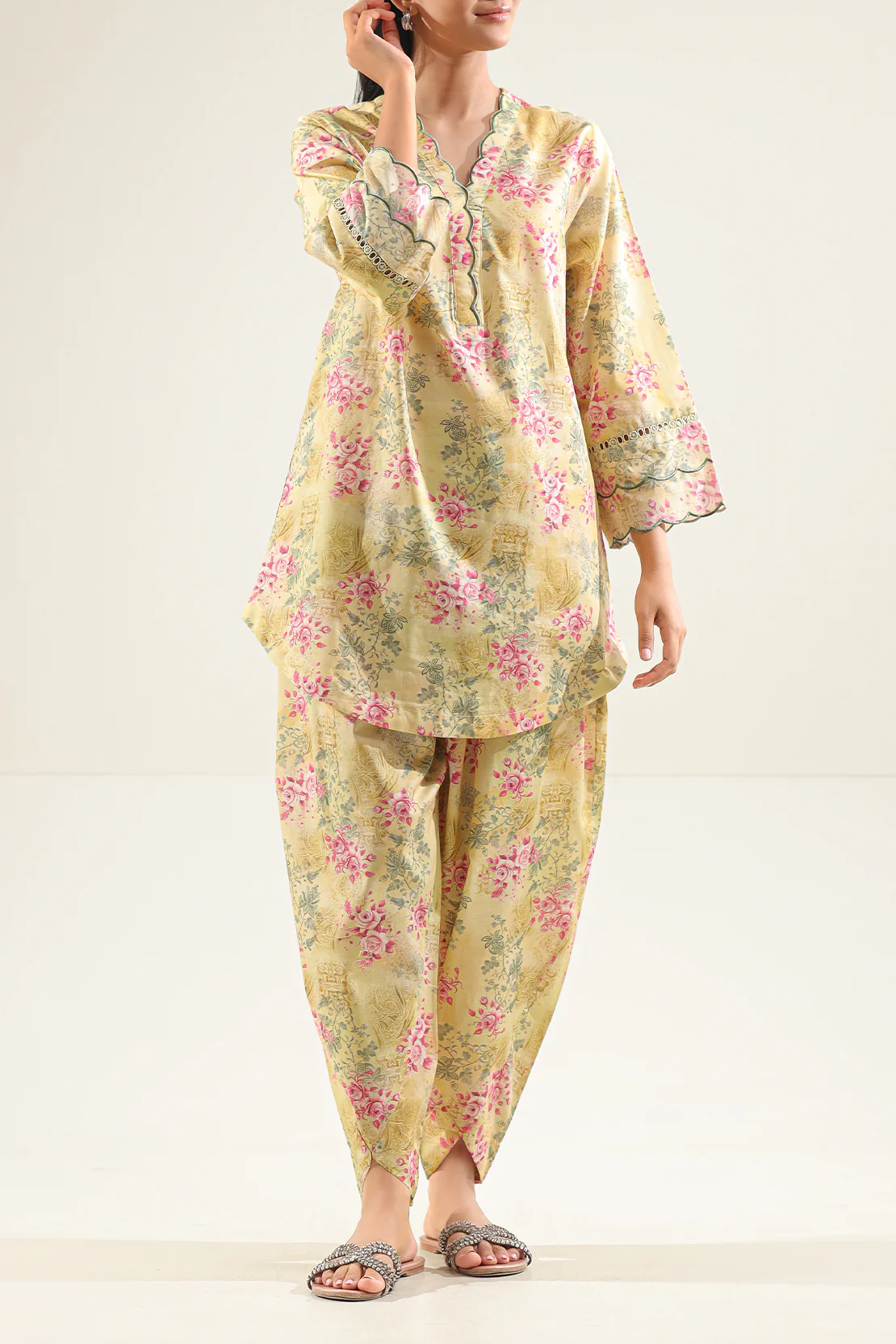 Printed Embroidered Lawn Stitched Shirt - Image 2