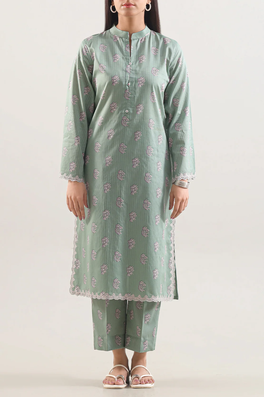 Printed Embroidered Lawn Stitched Shirt - Image 4