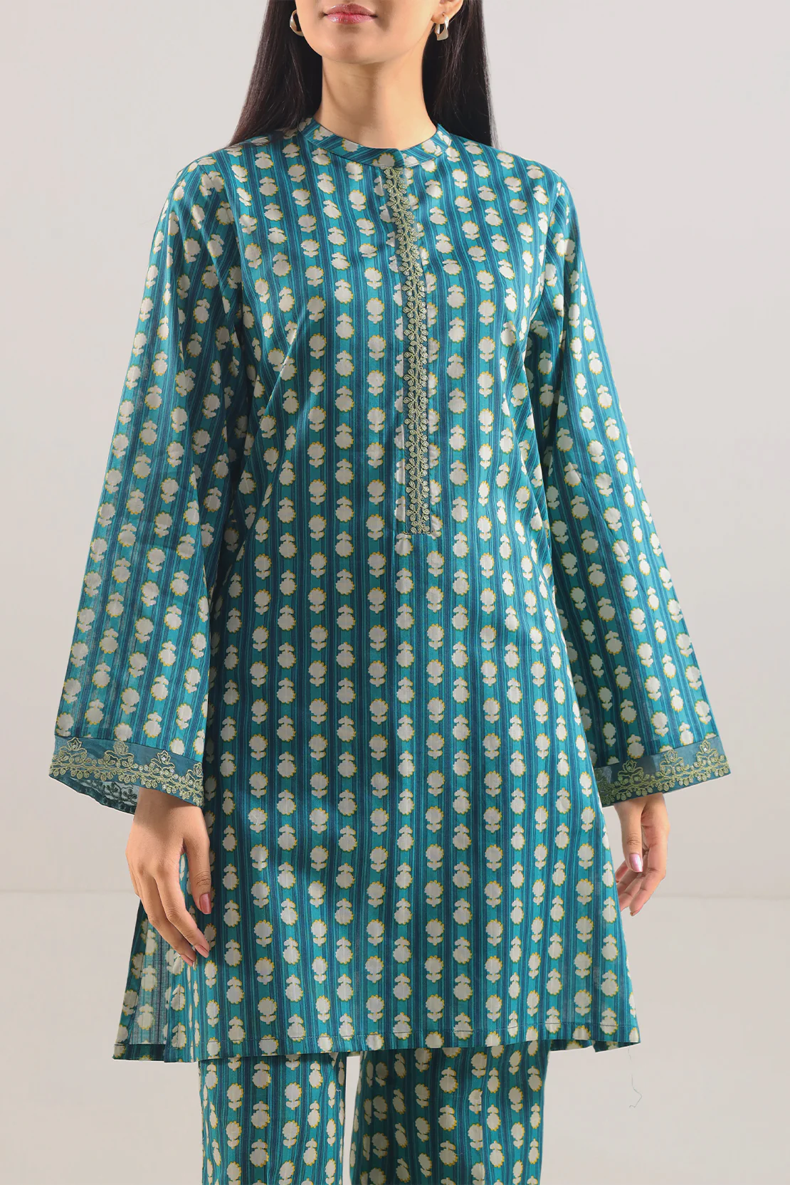 Printed Embroidered Lawn Stitched Shirt - Image 4