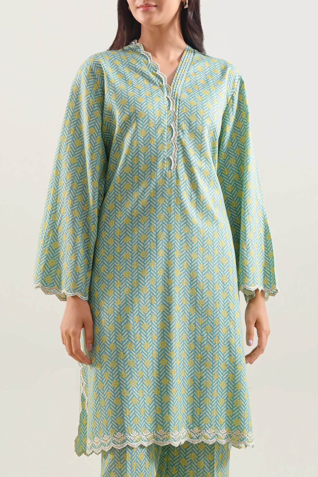 Printed Embroidered Lawn Stitched Shirt - Image 2