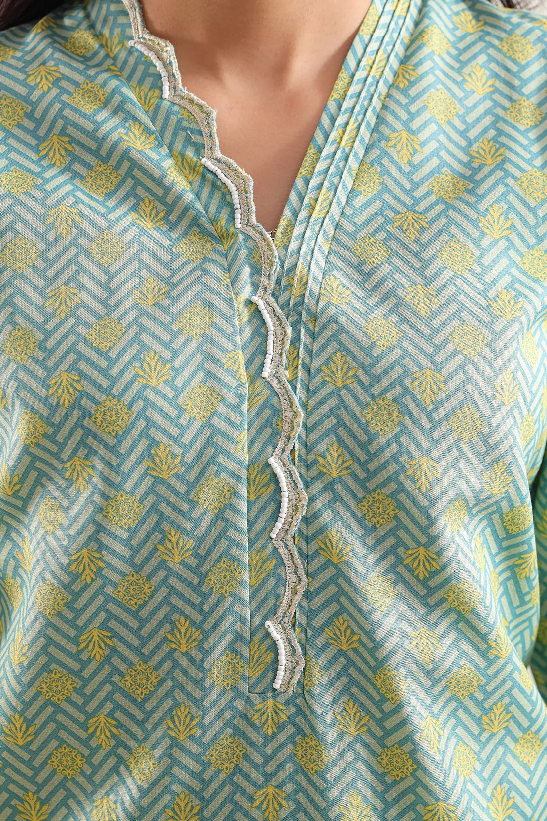 Printed Embroidered Lawn Stitched Shirt - Image 3