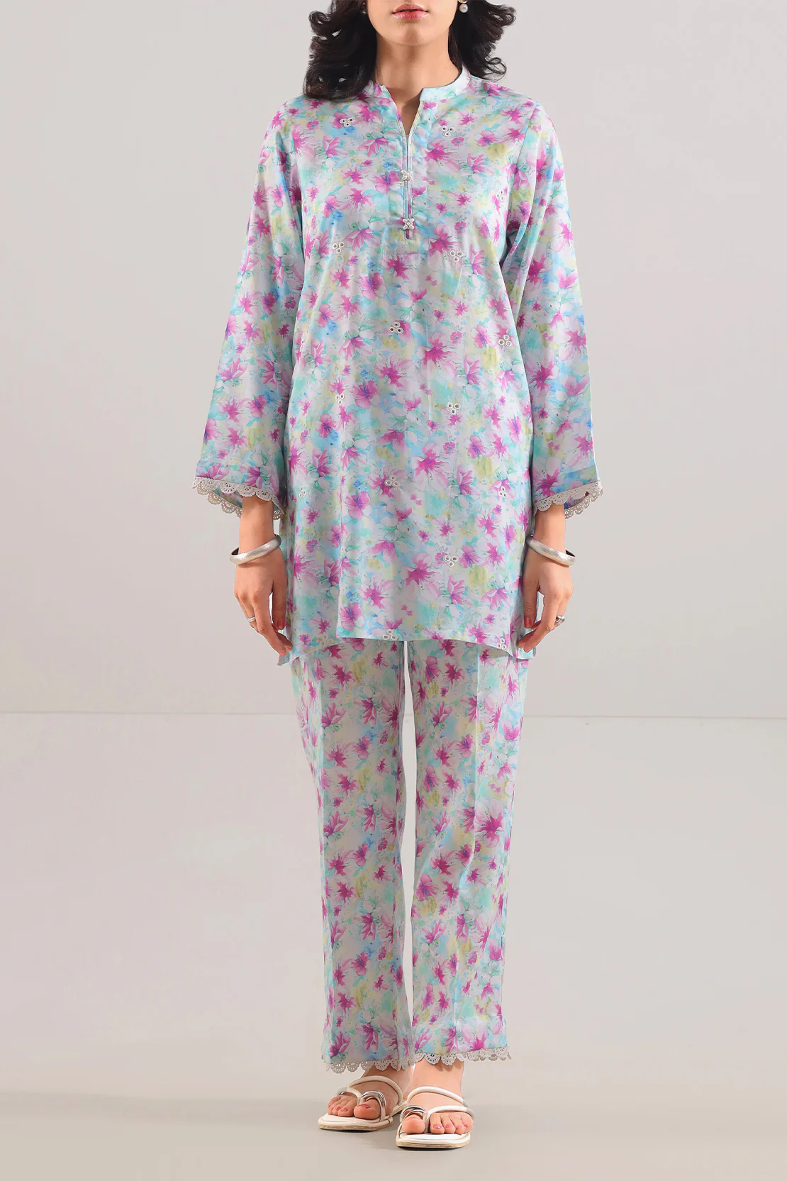 Printed Embroidered Lyocell Stitched 2 Piece (Shirt/Trouser) - Image 2