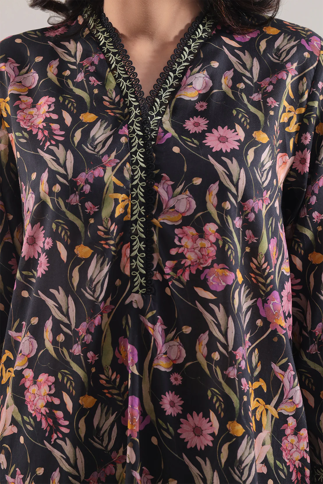 Printed Embroidered Silk Touch Stitched Shirt - Image 5