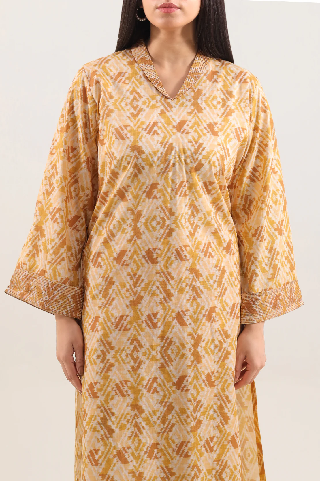Printed Embroidered Self Strip Lawn Stitched 2 Piece (Shirt/Trouser) - Image 2