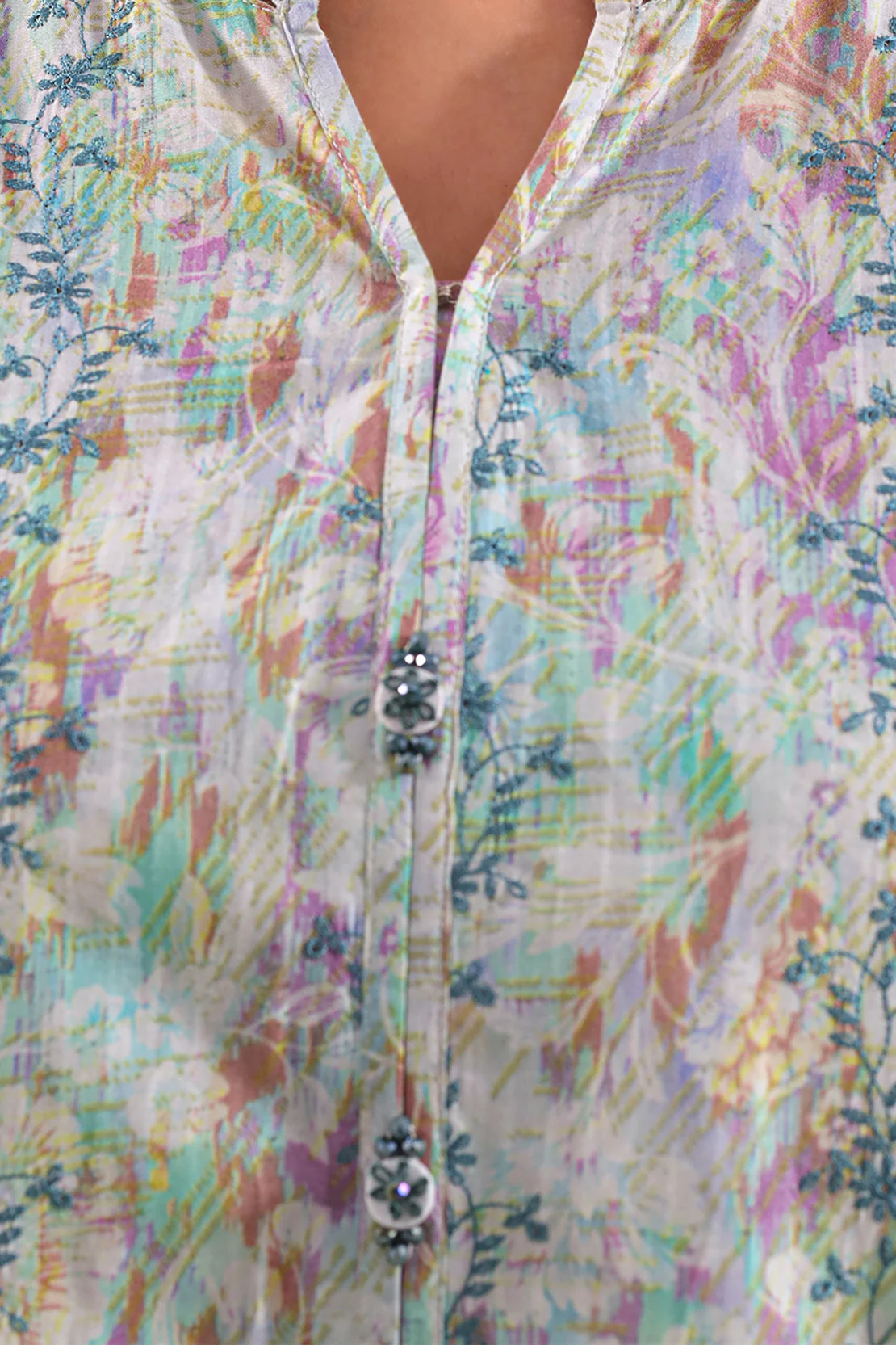 Printed Embroidered Self Strip Lawn Stitched 2 Piece (Shirt/Trouser) - Image 4