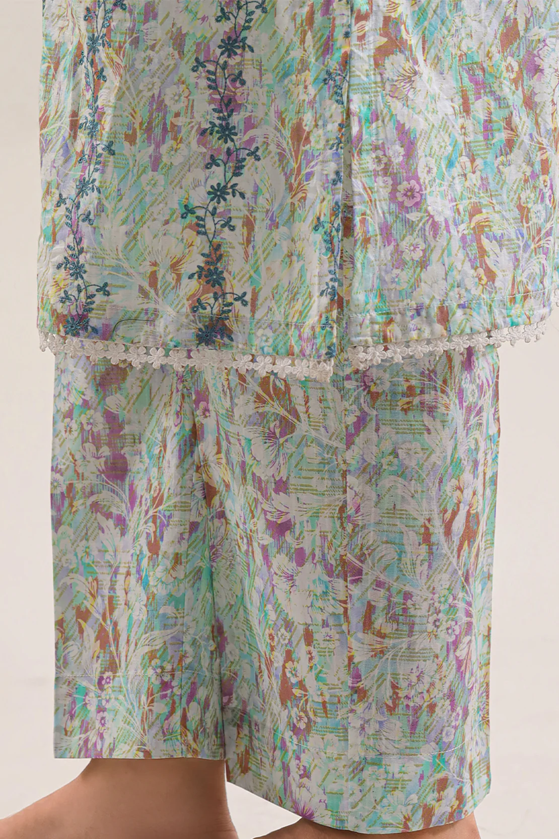 Printed Embroidered Self Strip Lawn Stitched 2 Piece (Shirt/Trouser) - Image 6