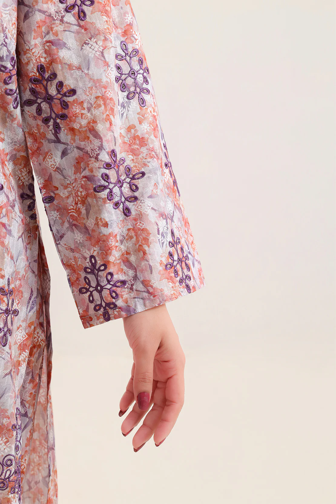 Printed Embroidered Self Strip Lawn Stitched 2 Piece (Shirt/Trouser) - Image 4