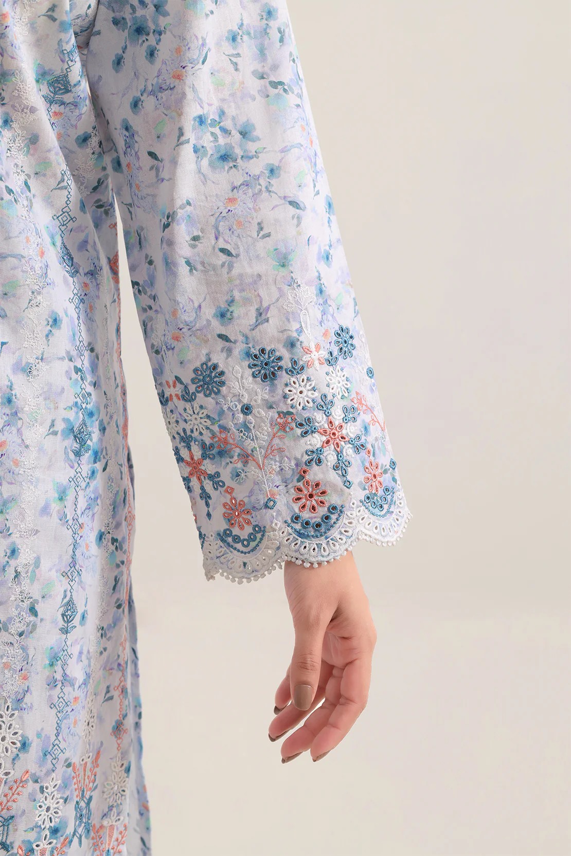 Printed Embroidered Self Strip Lawn Stitched 2 Piece (Shirt/Trouser) - Image 4