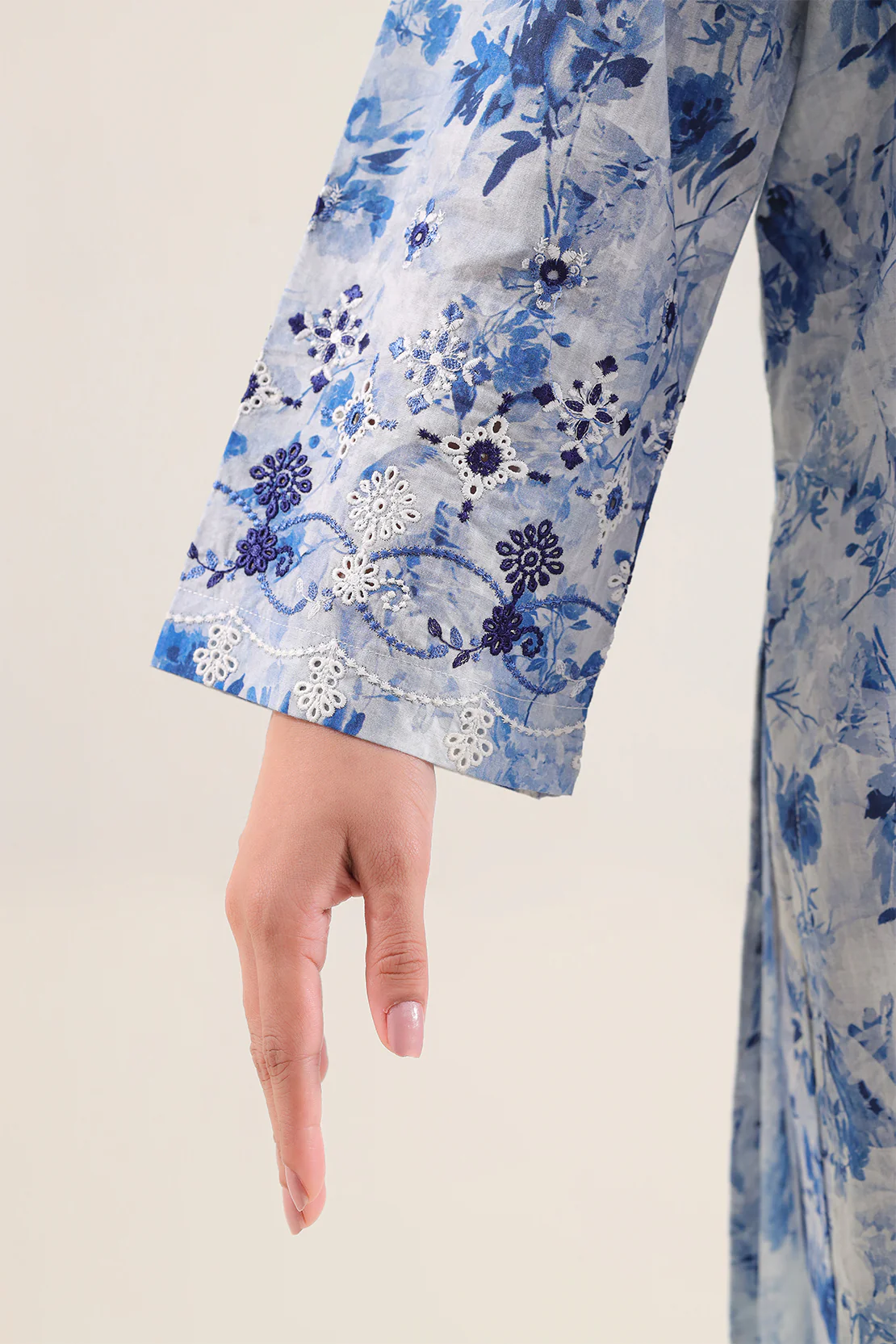 Printed Embroidered Self Strip Lawn Stitched Shirt - Image 4