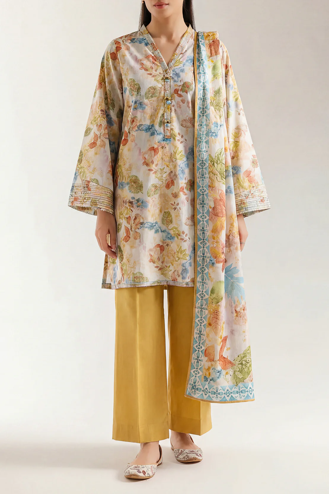 Printed Embroidered Soft Touch Cotton Stitched 2 Piece (Shirt/Dupatta)