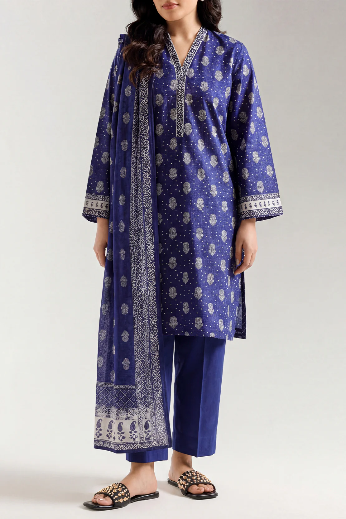 Printed Embroidered Stitched Lawn 3 Piece - Image 2