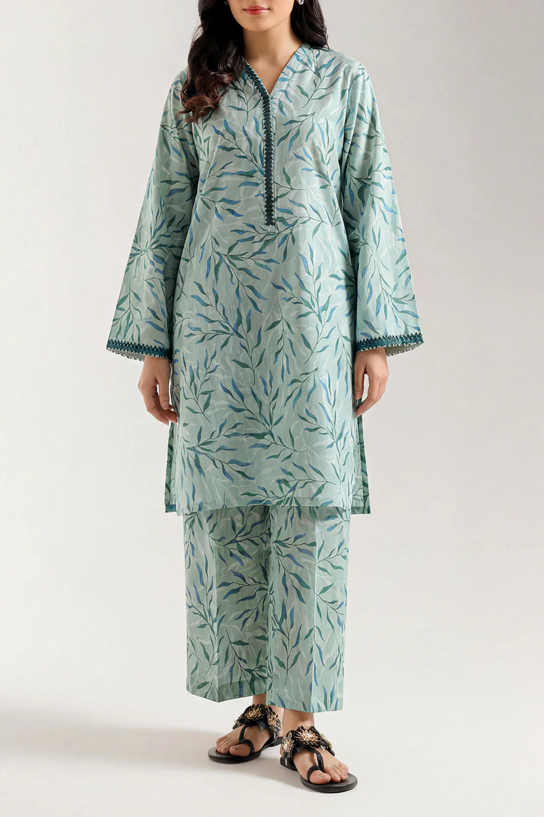 Printed Embroidered Strip Lawn Stitched 2 Piece (Shirt/Trouser) - Image 2