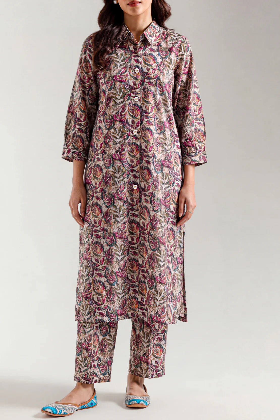 Printed Embroidered Strip Lawn Stitched Shirt