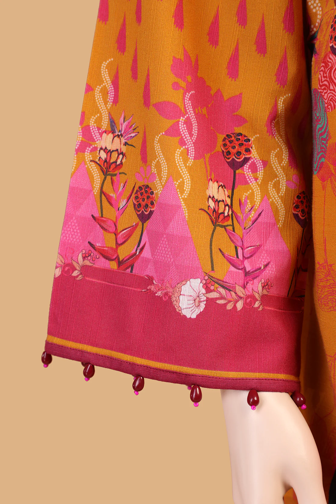 Unstitched Printed Warm Khaddar 3 Piece - Image 4