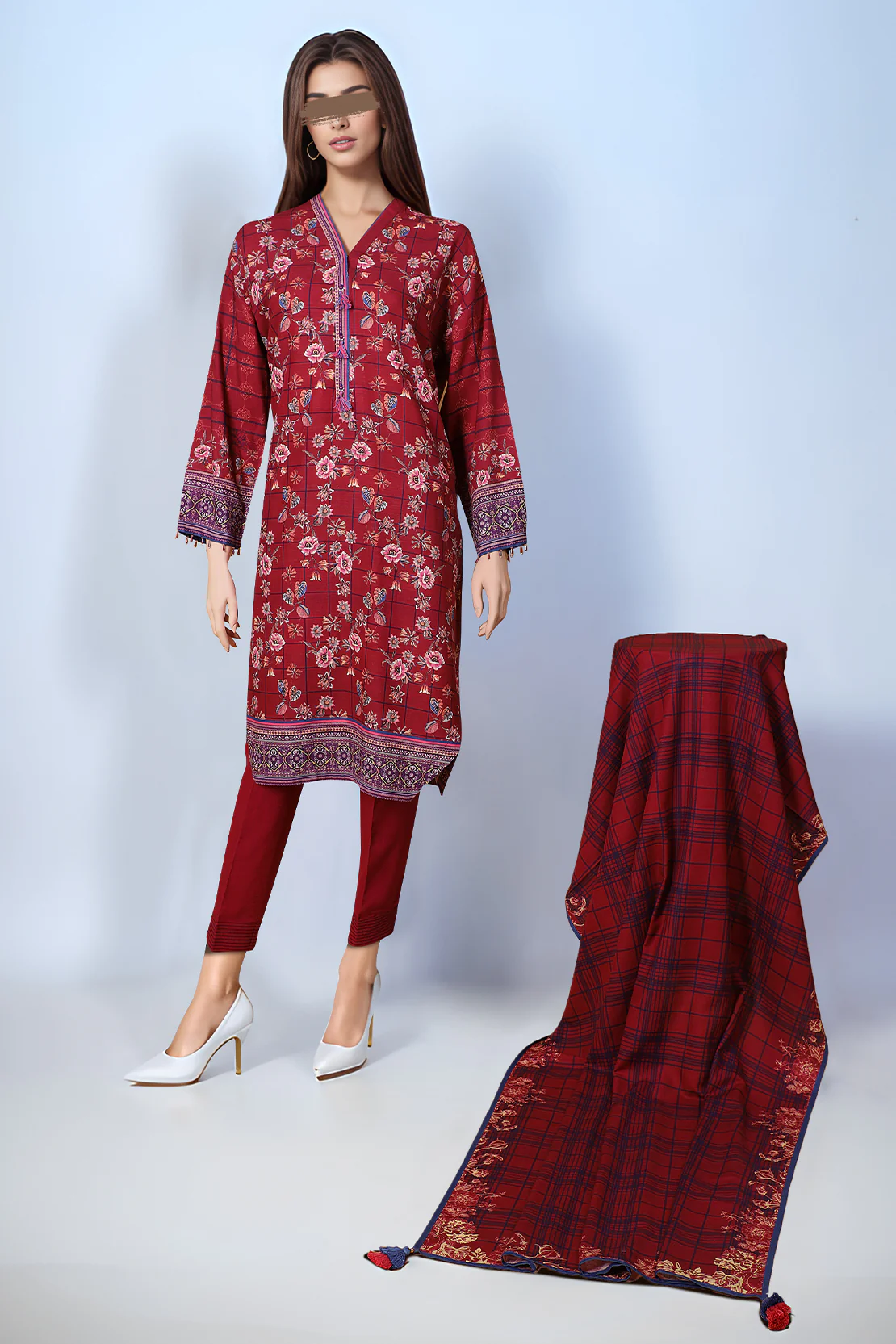 Unstitched Printed Soft Khaddar 3 Piece