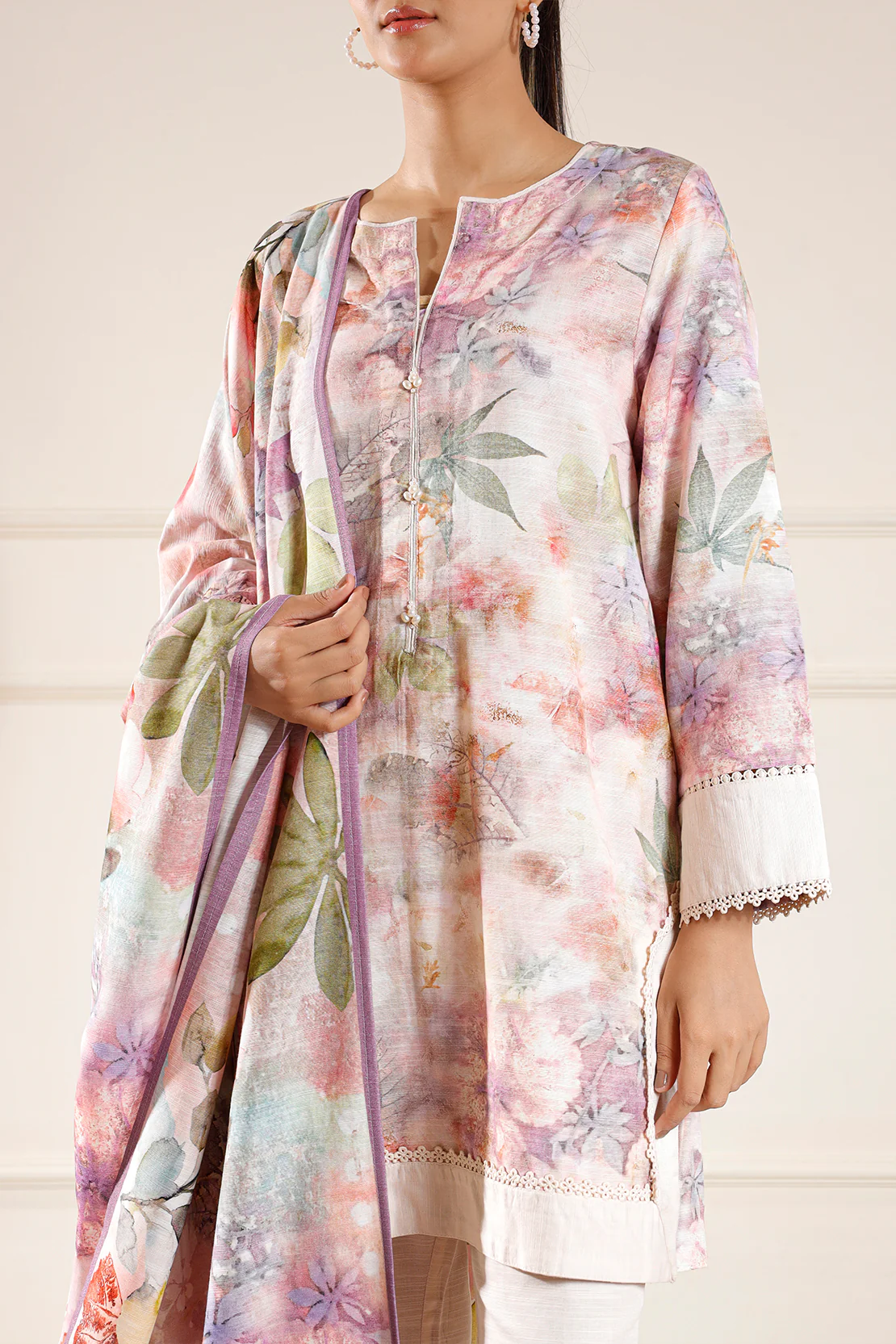 Printed Khaddar Stitched 2 Piece Shirt/Dupatta - Image 3