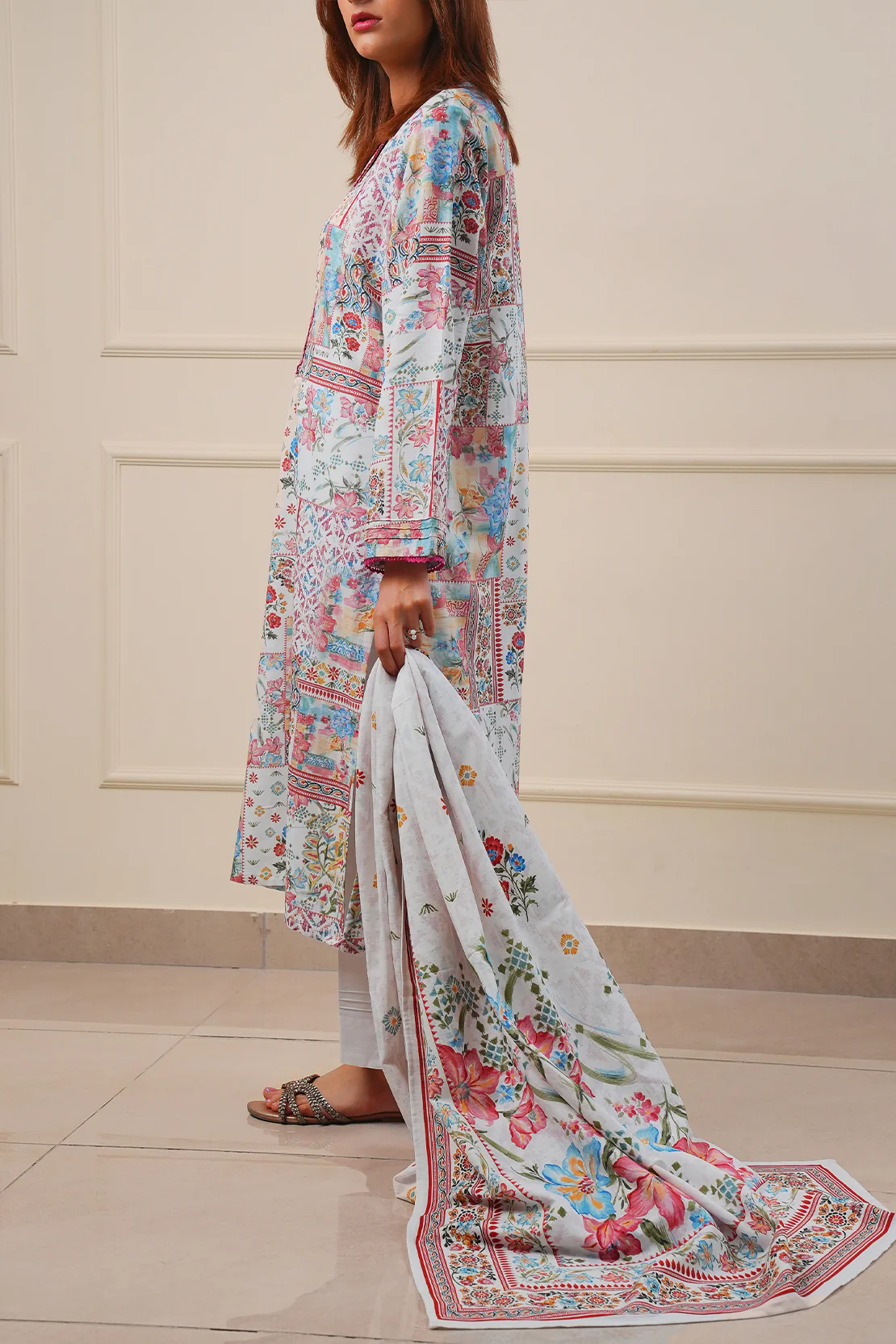 Printed Khaddar Stitched 2 Piece (Shirt/Trouser) - Image 3