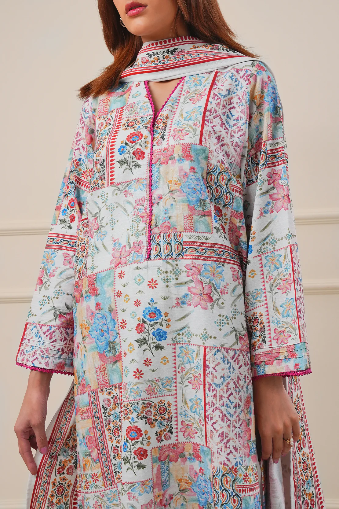Printed Khaddar Stitched 2 Piece (Shirt/Trouser) - Image 7