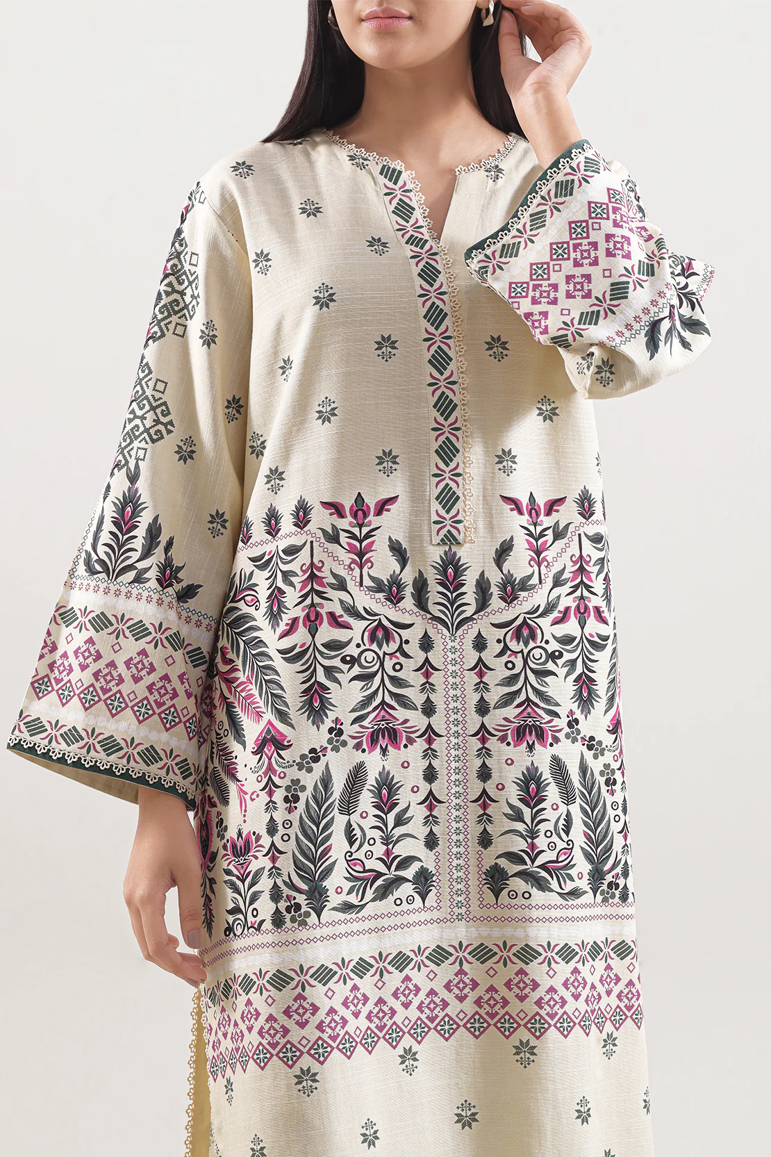 Printed Khaddar Stitched 2 Piece (Shirt/Trouser) - Image 2