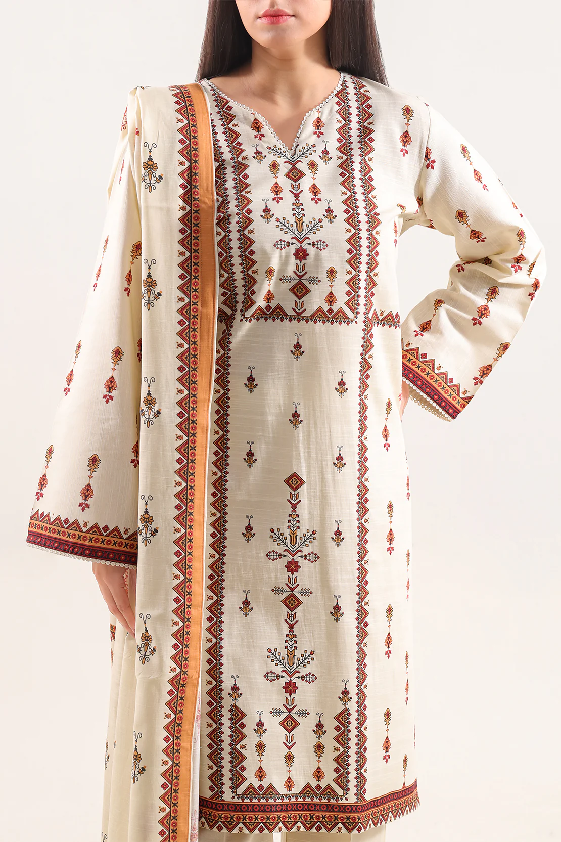 Printed Khaddar Stitched 2 Piece (Shirt/Trouser) - Image 2