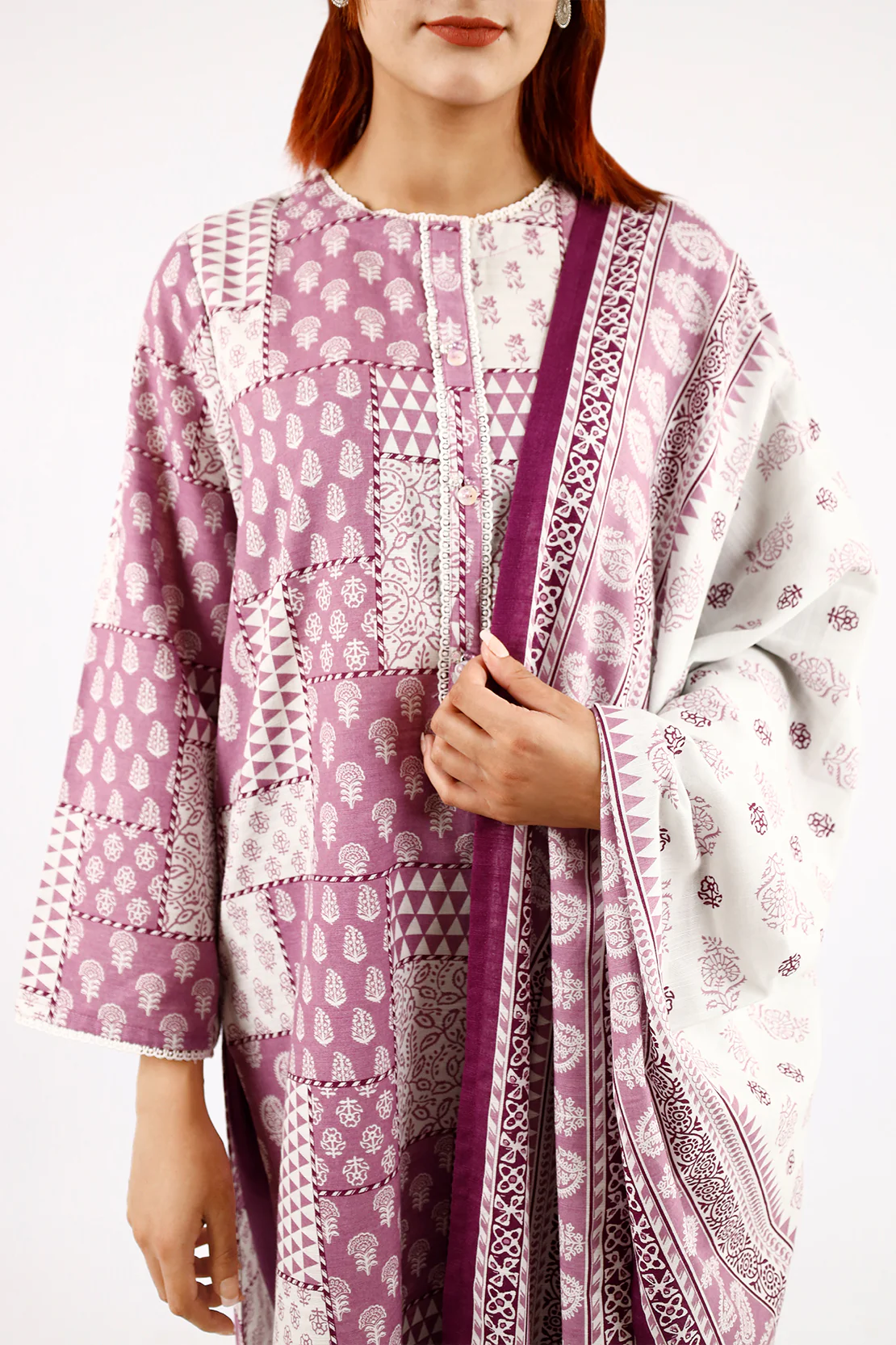 Printed Khaddar Stitched 3 Piece - Image 4