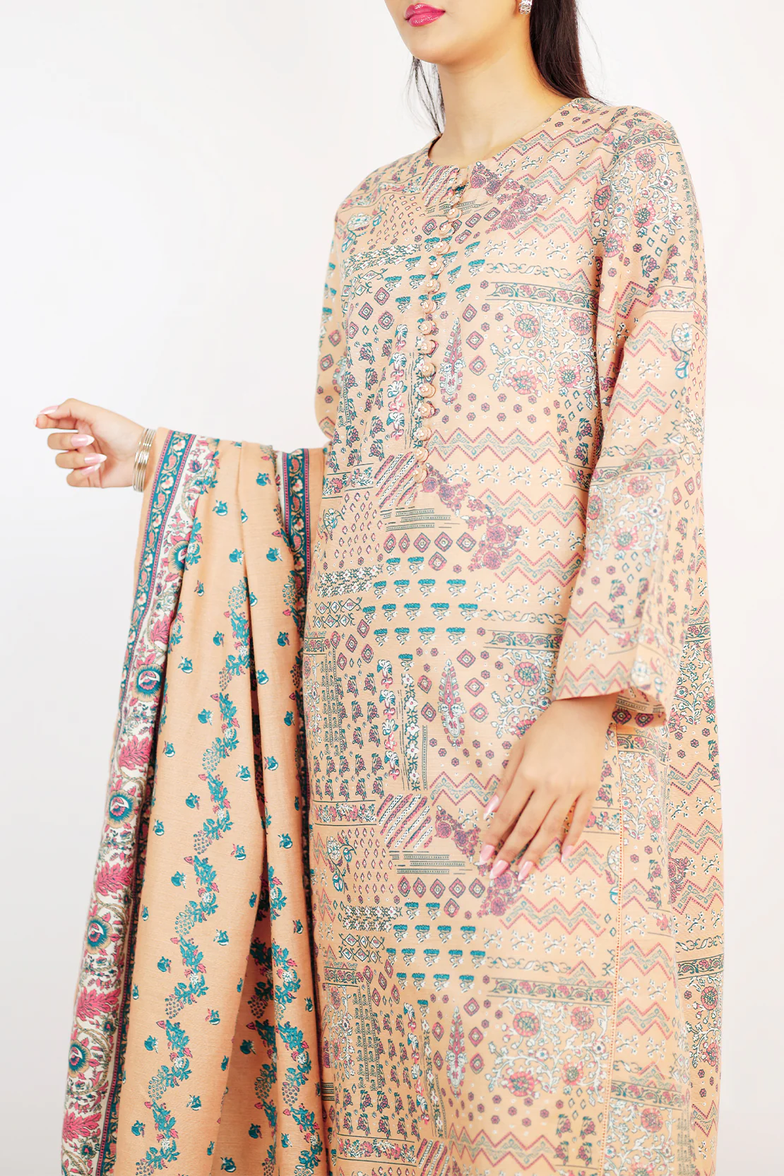 Printed Khaddar Stitched 3 Piece - Image 4