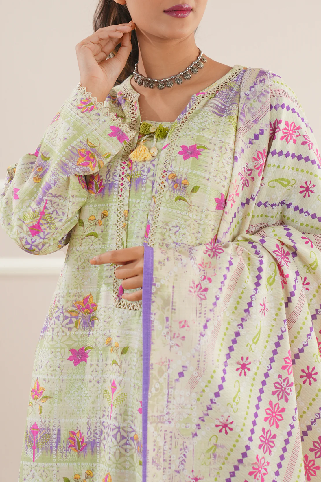 Printed Khaddar Stitched 3 Piece - Image 4
