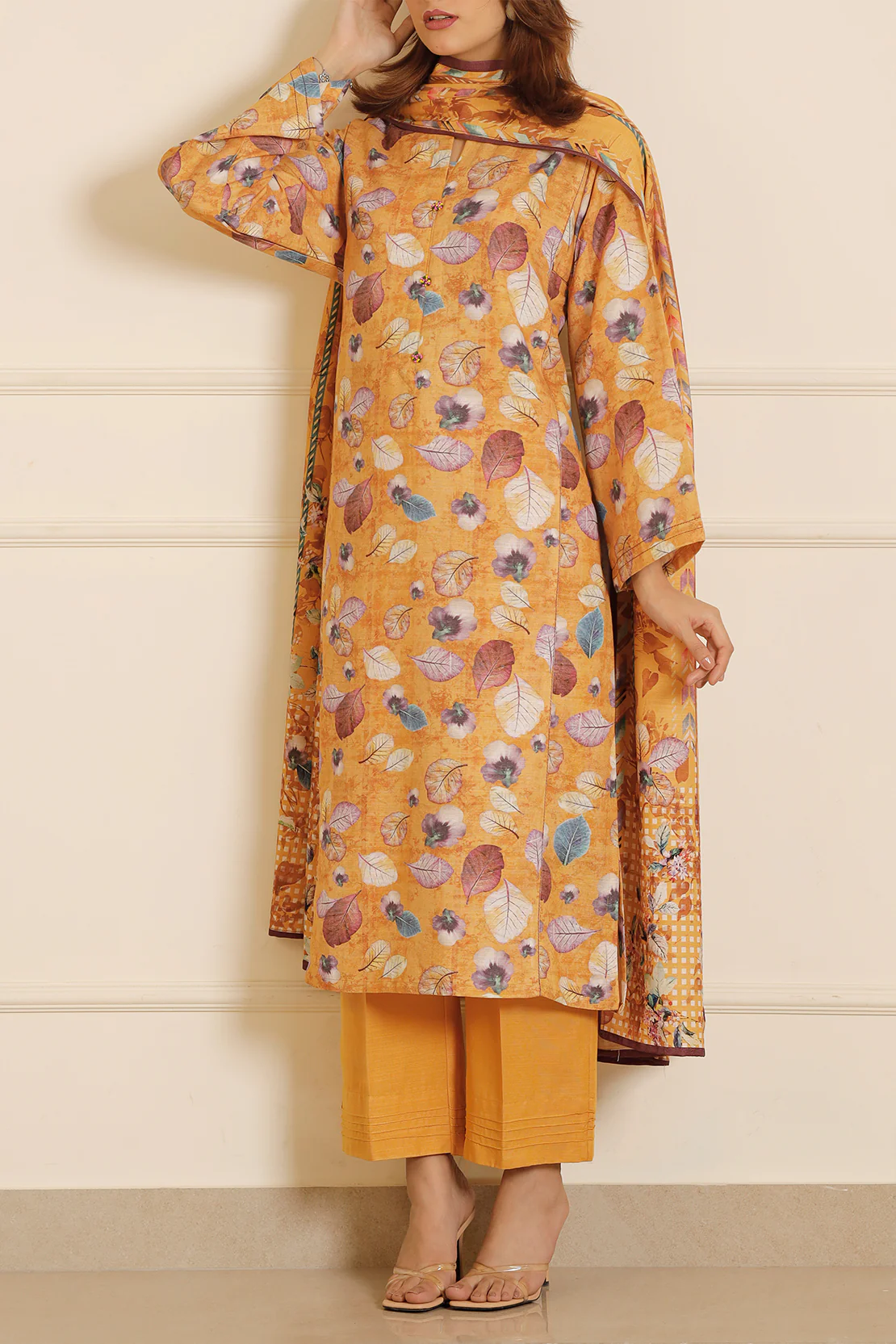 Printed Khaddar Stitched 3 Piece - Image 4