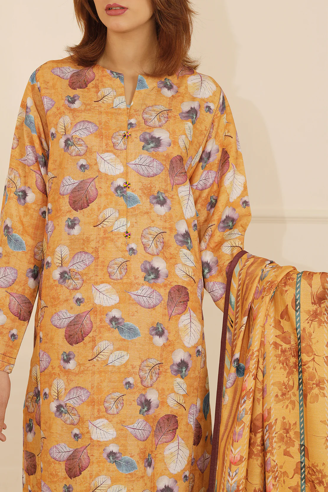 Printed Khaddar Stitched 3 Piece - Image 5