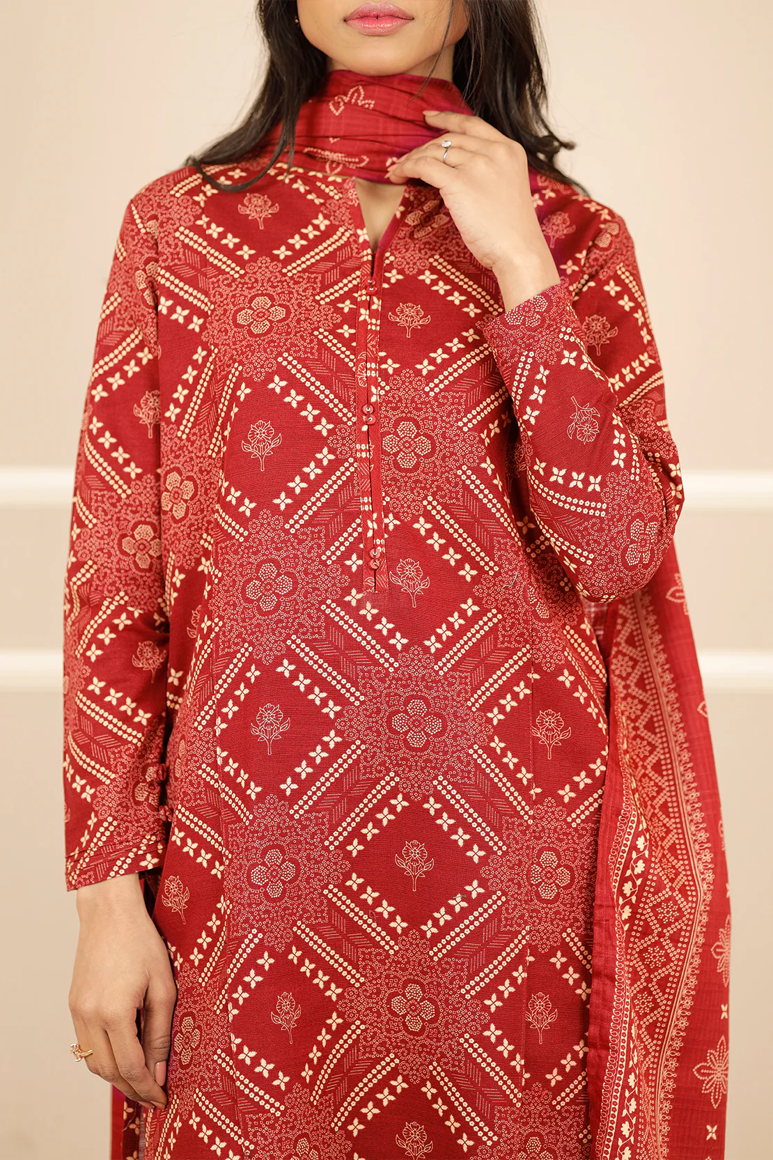Printed Khaddar Stitched 3 Piece - Image 5