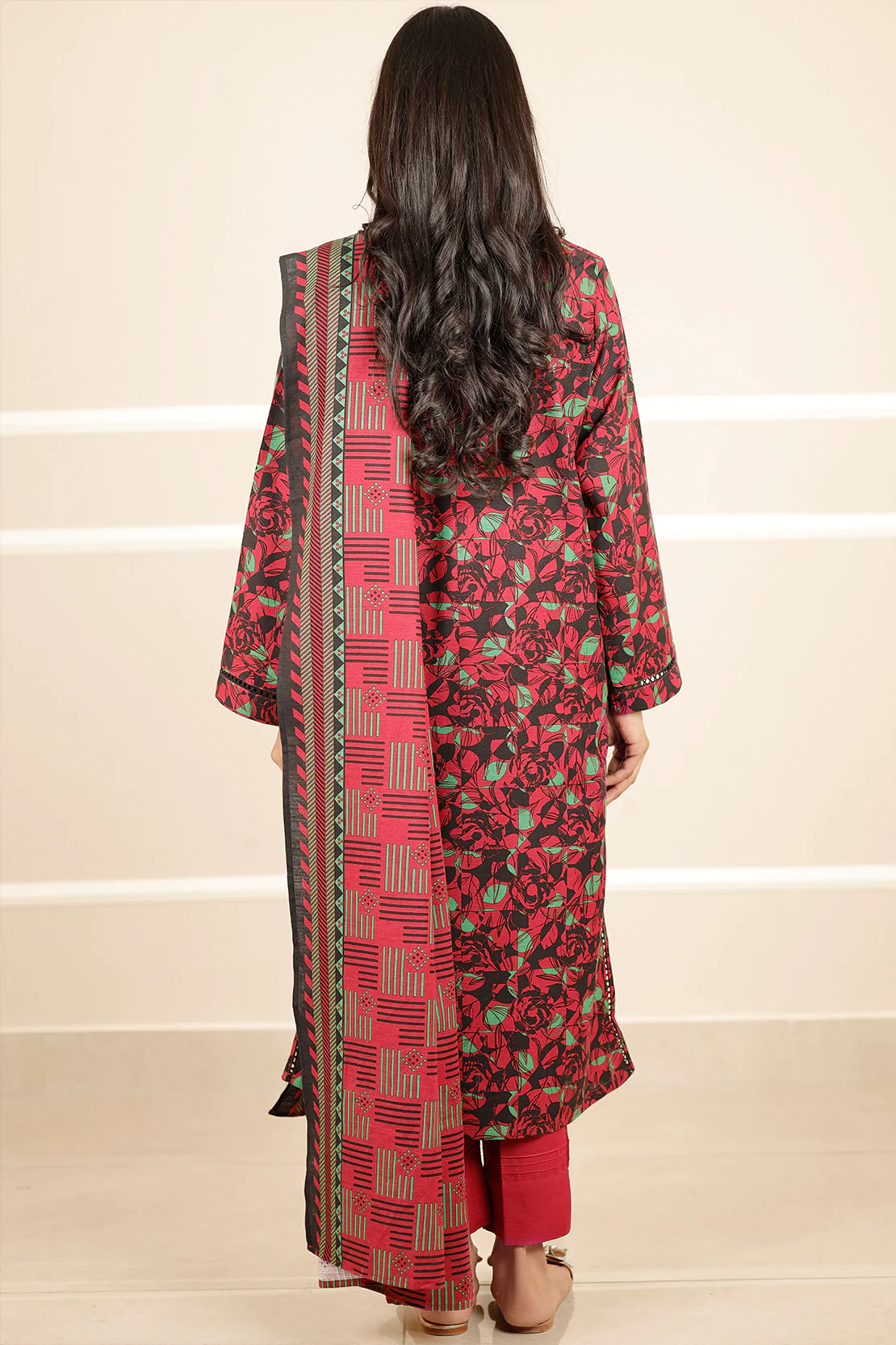 Printed Khaddar Stitched 3 Piece - Image 7