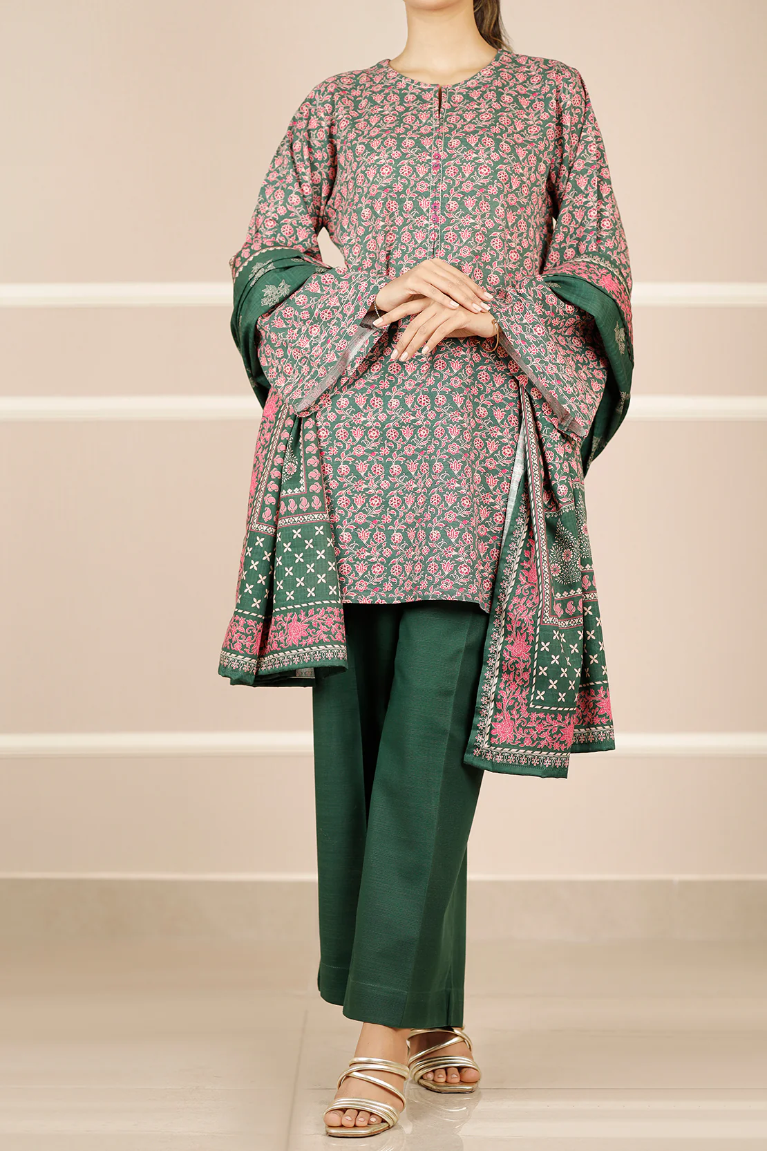 Printed Khaddar Stitched 3 Piece - Image 3