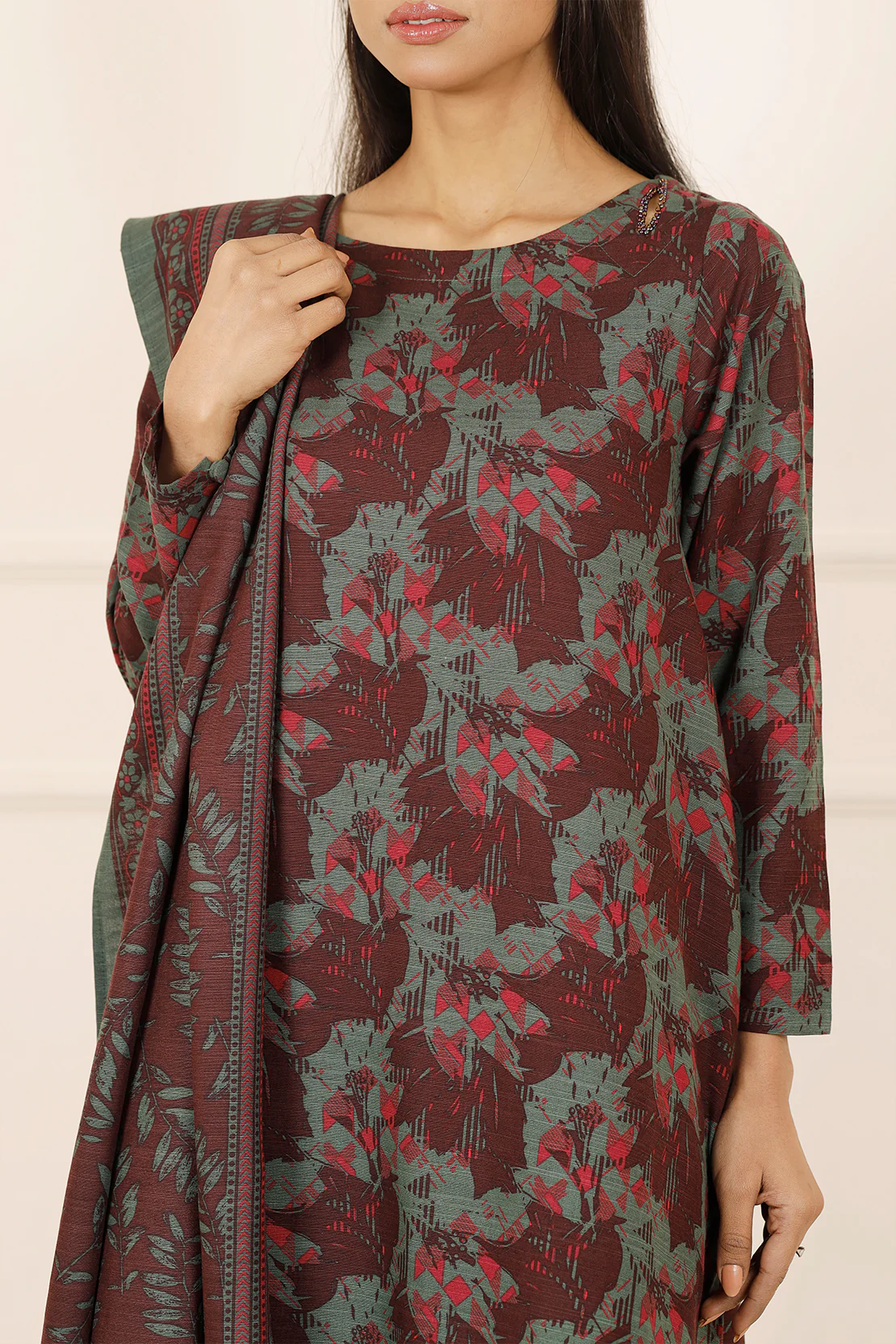 Printed Khaddar Stitched 3 Piece - Image 3