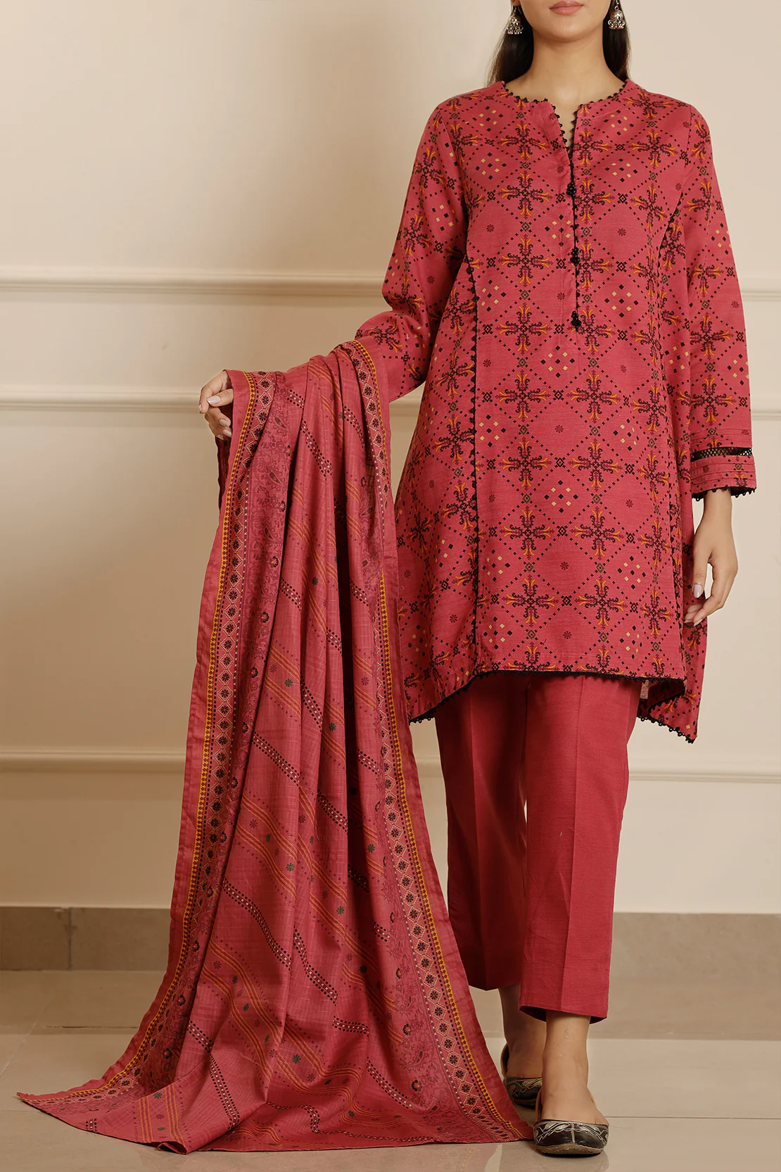 Printed Khaddar Stitched 3 Piece - Image 3