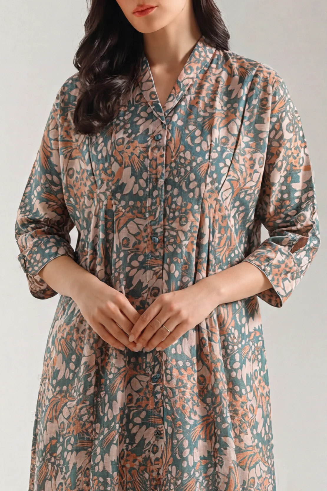 Printed Khaddar Stitched Dress