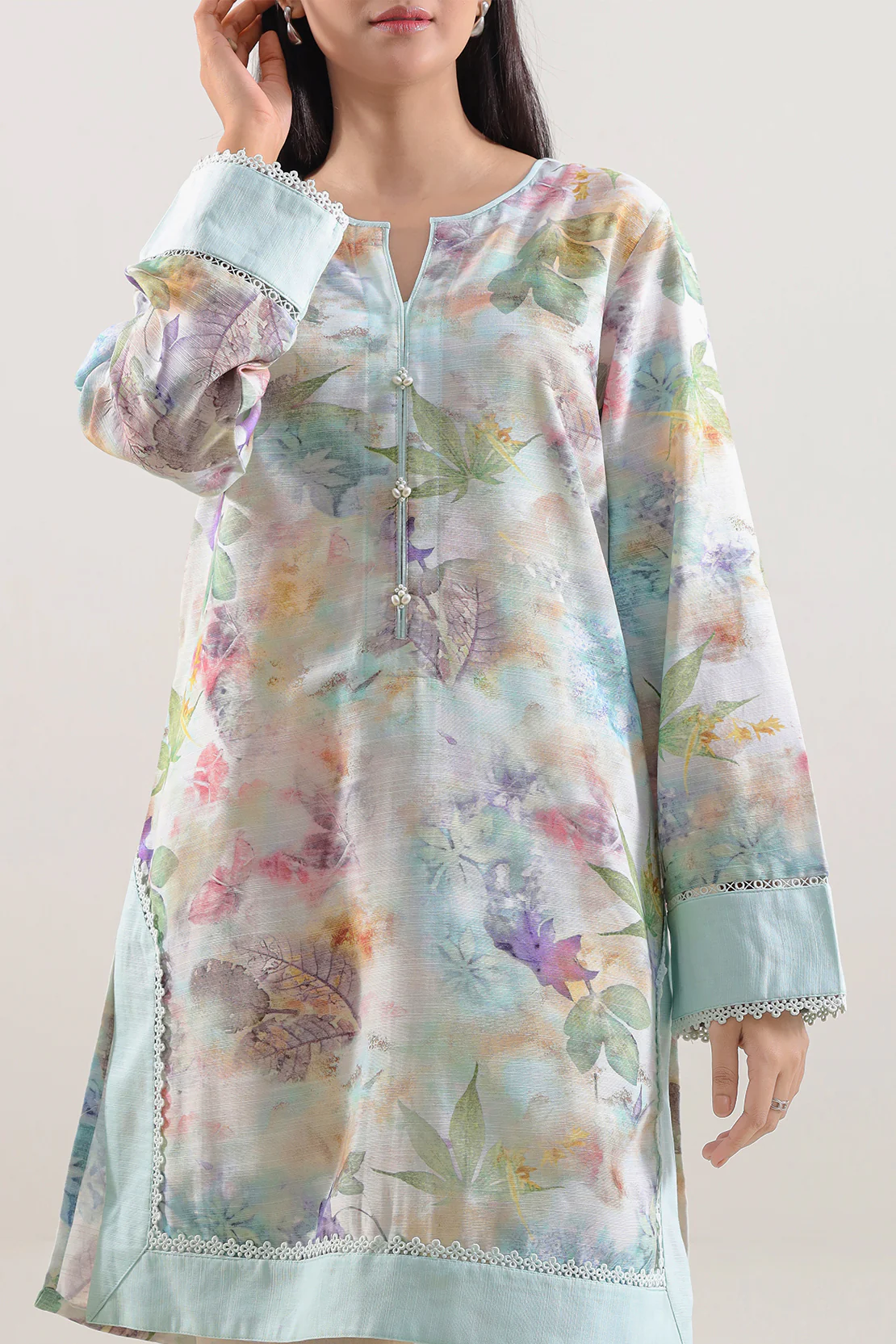 Printed Khaddar Stitched Shirt - Image 2