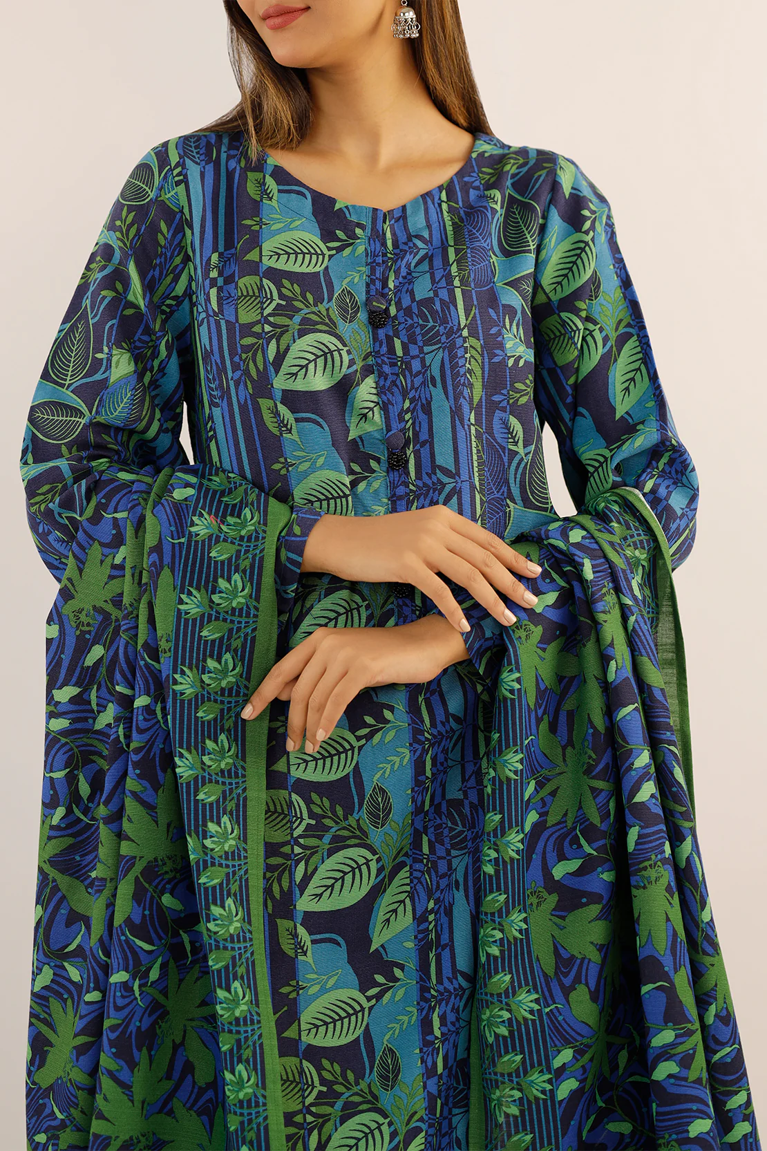 Printed Khaddar Stitched Shirt
