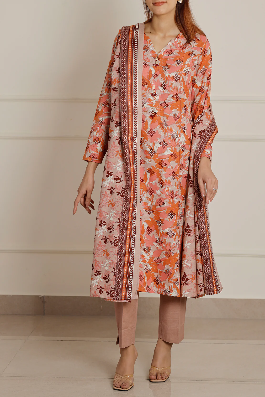Printed Khaddar Stitched Shirt - Image 3