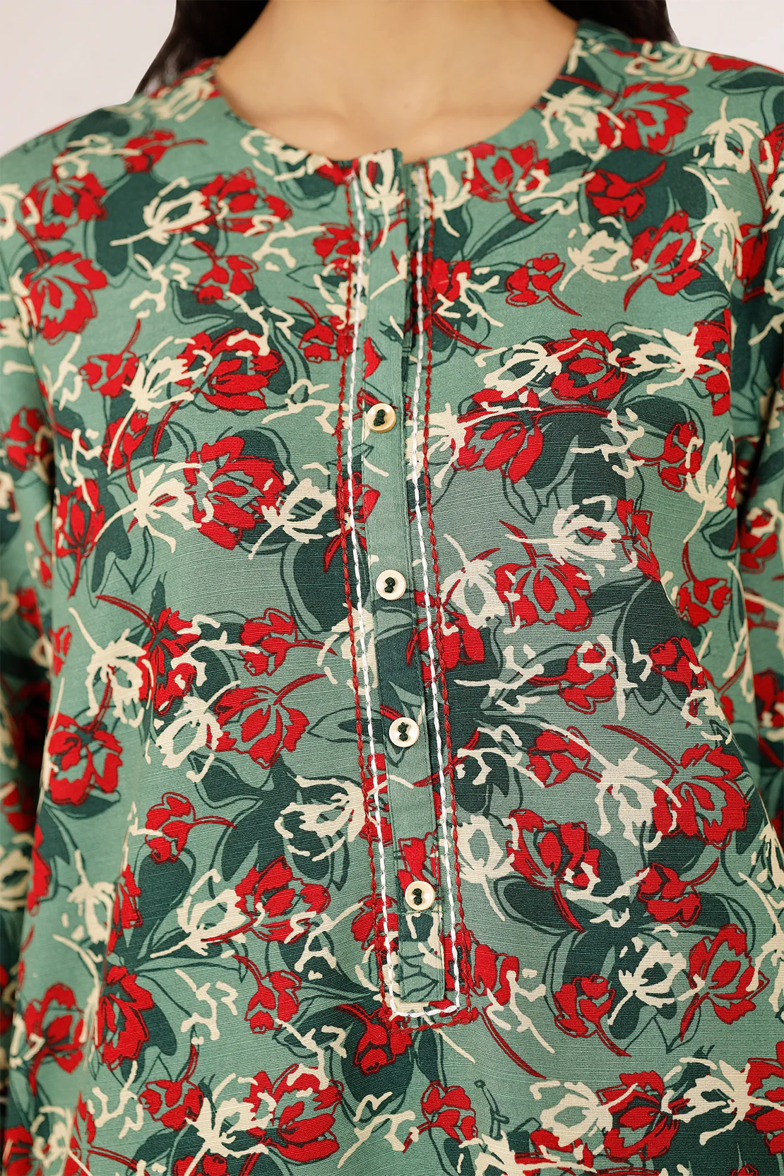Printed Khaddar Stitched Shirt - Image 5