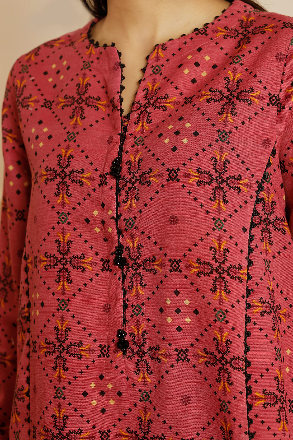 Printed Khaddar Stitched Shirt - Image 6