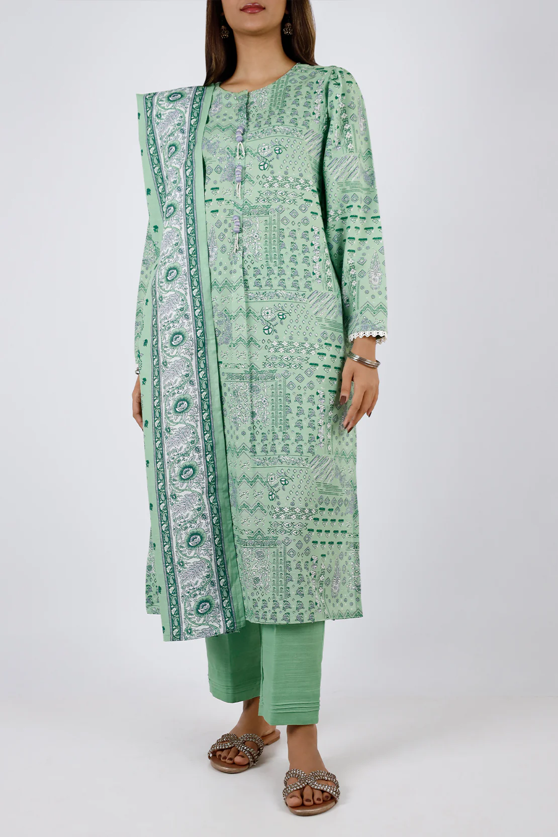 Printed Khaddar Stitched Shirt