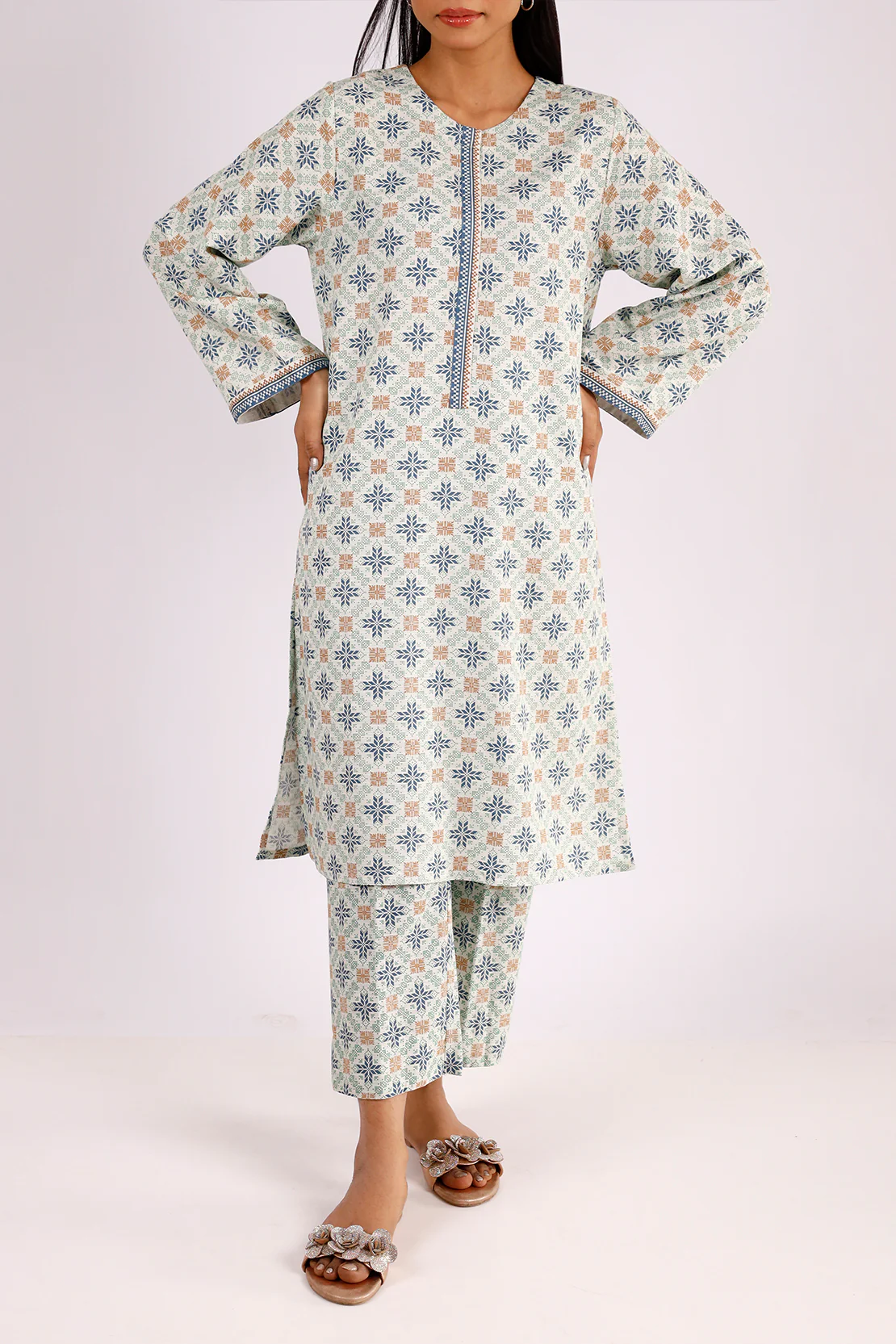 Printed Khaddar Stitched Shirt