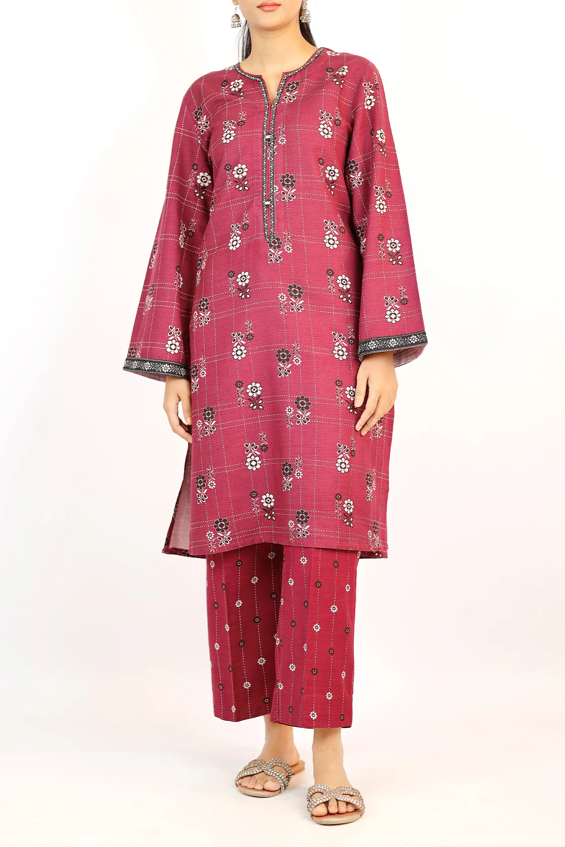 Printed Khaddar Stitched Shirt