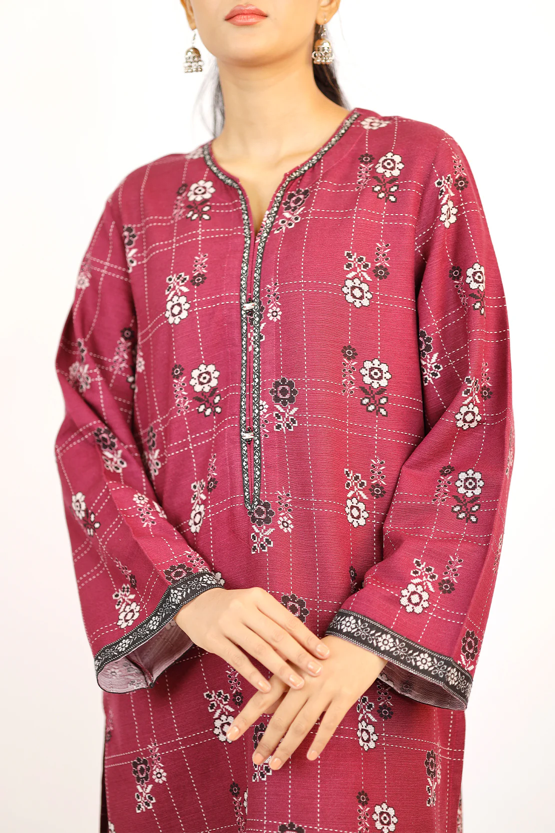 Printed Khaddar Stitched Shirt - Image 3