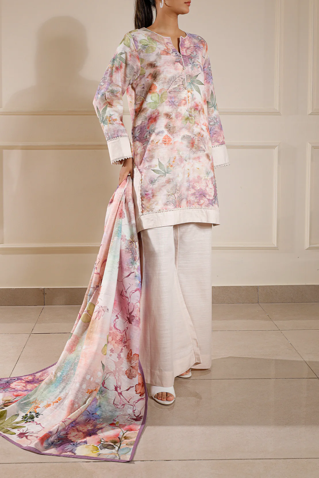 Printed Khaddar Stitched Shirt - Image 3