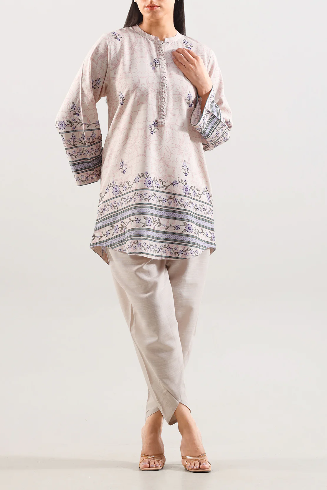 Printed Khaddar Stitched Shirt - Image 2