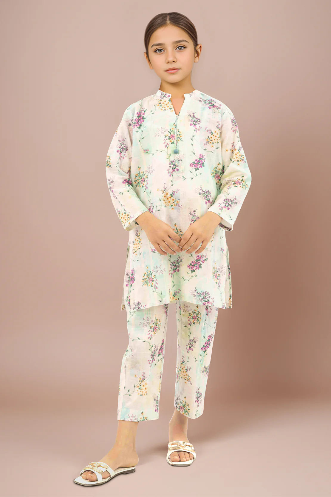 Printed Khaddar Stitched Shirt/trouser For Kids - Image 2